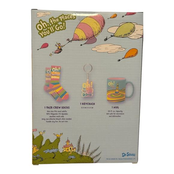 Dr Seuss gift set: Oh The Places You'll Go! mug, keychain, socks one NIB NEW - Picture 2 of 2